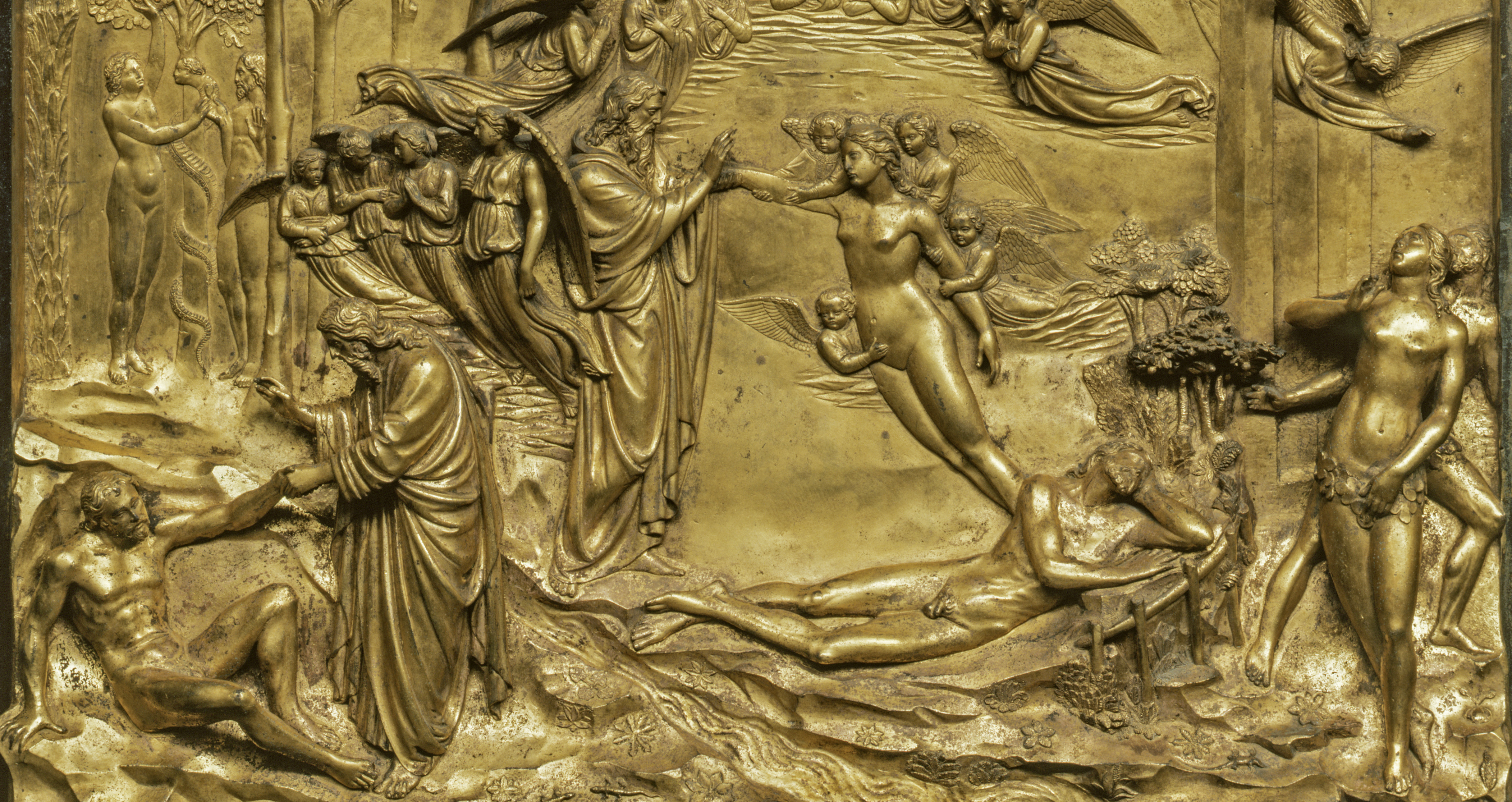 Lorenzo Ghiberti Porta del Paradiso Creazione di Adamo ed Eva